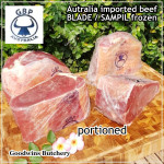 Beef BLADE Australia frozen daging sapi sampil CUBED-DADU RENDANG / CURRY BITE-SIZE 2cm 5/8" (price/pack 600g +/-50pcs) any brand in stock; GBP, WMPG, RALPHS or AMH